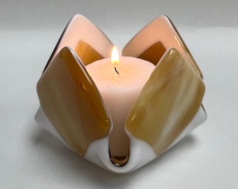 Amber Glass Candleholder-Votive Candle-Tealight Candle Holder