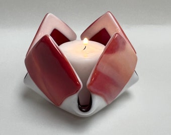 Red Glass Candleholder-Votive Candle-Tealight Candle Holder
