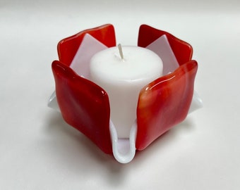 Red Glass  Candleholder-Votive Candle-Tealight Candle Holder