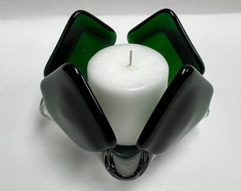 Green Glass  Candleholder-Votive Candle-Tealight Candle Holder