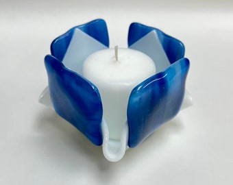 Blue Glass  Candleholder-Votive Candle-Tealight Candle Holder