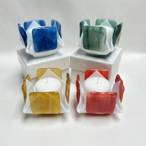 Mid-Century Inspired Glass Candleholder-Unique Home Decor-Housewarming Gift-Votive Candle-Tealight Candle Holder