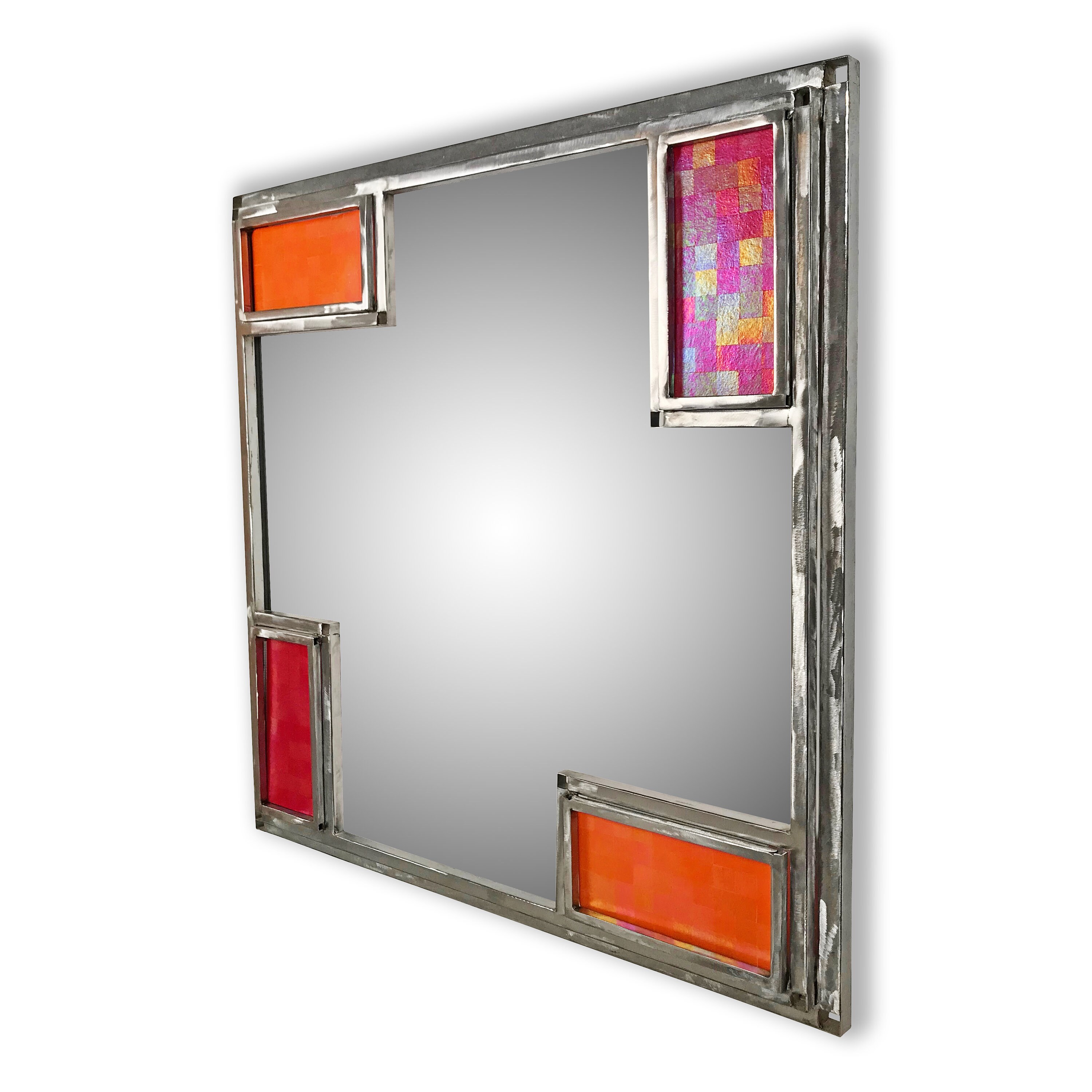 Espejo de pared de metal con vidrio iridiscente / espejo de | Etsy