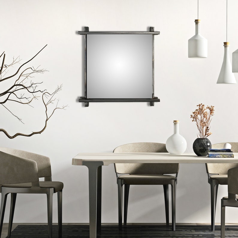 Large Wall Mirror Modern Industrial Decor Black Metal Frame Wall Mirror Modern Industrial Decor