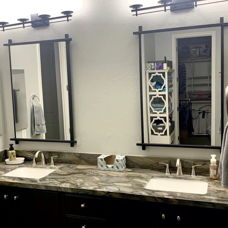Large Bathroom Vanity Mirror-Cross Corner Bedroom Decor-Urban Industrial Design-Entryway Accessory image 4