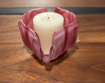 Pink Glass  Candleholder-Votive Candle-Tealight Candle Holder