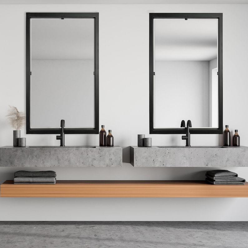 Contemporary Floating Mirror Bathroom Vanity Entryway/Foyer Decor image 1