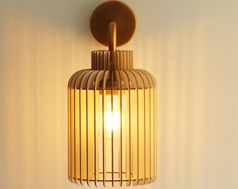 Scandinavian Cardboard Wood Wall Lamp with Ecological Minimalist Design Recycled Cocoon KIDO "Physalis"