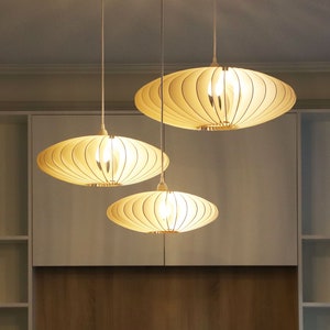 Scandinavian Cardboard Wooden Pendant Lamp with Ecological Minimalist Design Recycled Cocoon KIDO "Dahlia"