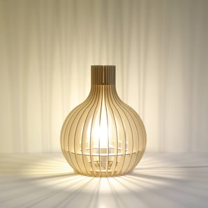 Lámpara de Mesa Escandinava de Madera de Cartón con Diseño Minimalista Ecológico Cocoon Reciclado KIDO "Fucsia"