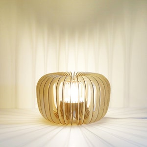 Lámpara de Mesa Escandinava de Madera de Cartón con Diseño Minimalista Ecológico Cocoon Reciclado KIDO "Kabocha"