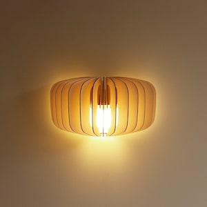 Lámpara de Pared Escandinava de Madera de Cartón con Diseño Minimalista Ecológico Cocoon Reciclado KIDO "Cercis"