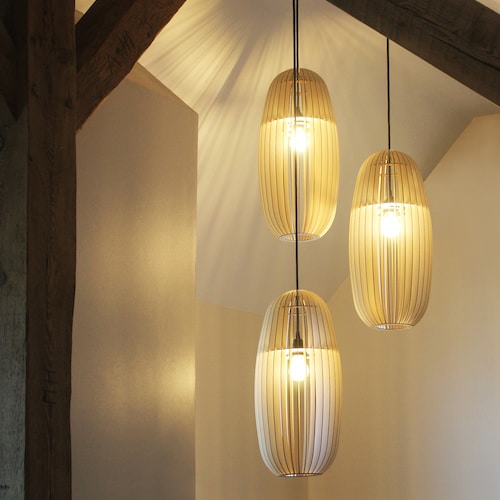Lampe Suspension Bois Carton Scandinave au Design Minimaliste Ecologique Cocoon Recyclé KIDO "Calathea"
