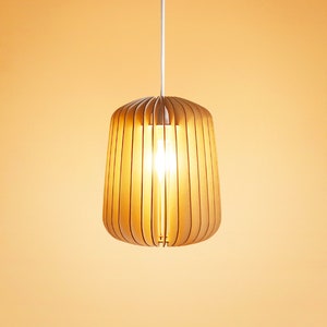 Lampe Suspension Bois Carton Scandinave au Design Minimaliste Ecologique Cocoon Recyclé KIDO "Acacia"