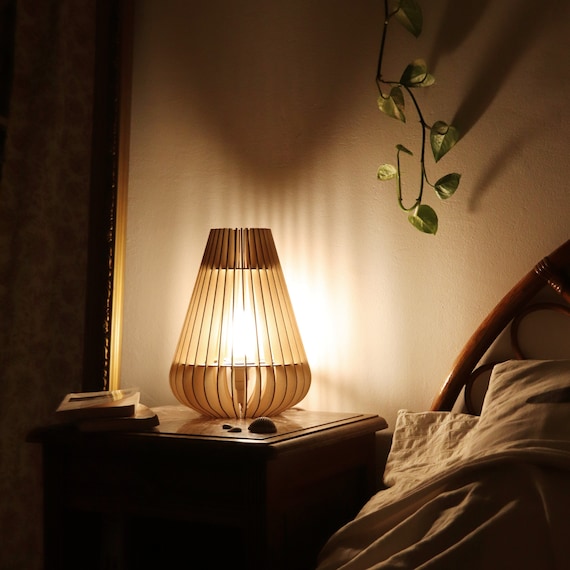 Scandinavian Cardboard Wood Table Lamp With Ecological - Etsy