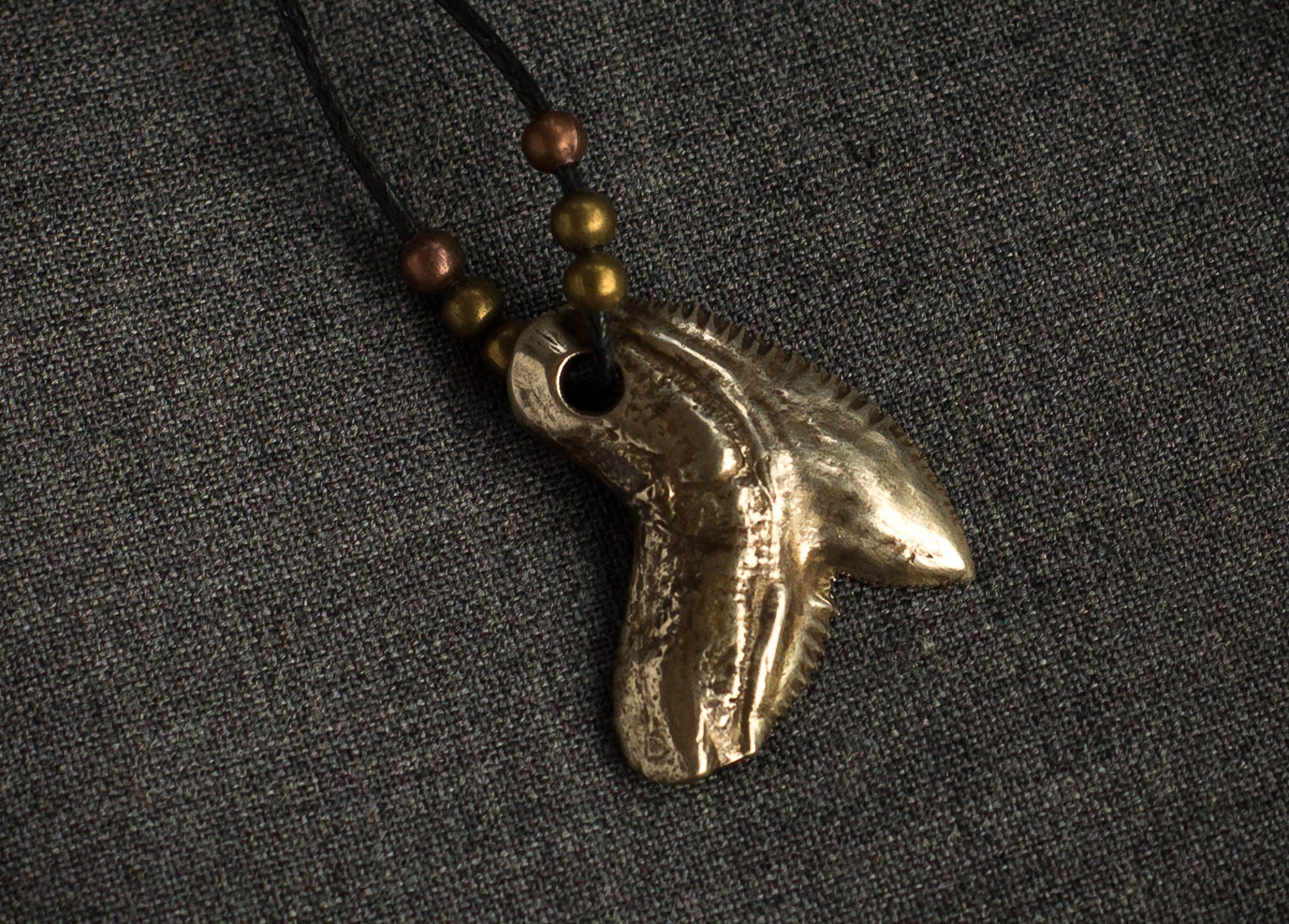 Tiger Shark Tooth Pendant. Bronze or German Silver Copy. | Etsy