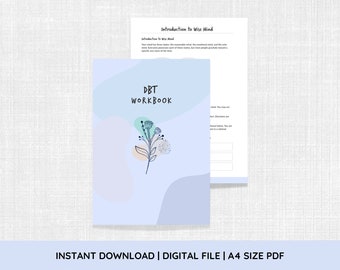 DBT Workbook + Bonus Resources | A4 DBT Skills, Mood Tracker, Therapy Journal, Printable Mental Health, Mental Health Journal