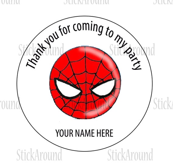 016 Spiderman personnalisé anniversaire merci partie autocollants Sweet sac cône