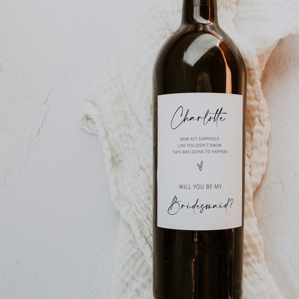 Bridesmaid Wine Label - Etsy Australia