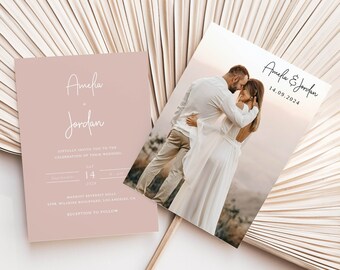 Modern Photo Wedding Invitation Template, Minimalist Photo Wedding Invitation Printable, Elegant Photo Wedding Invite Editable, Download