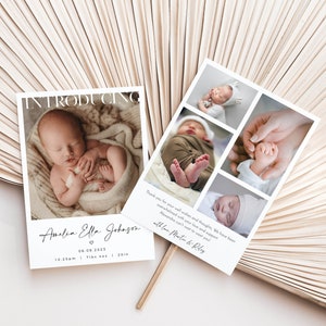 Modèle d'annonce de naissance de bébé classique, carte d'annonce de nouveau-né, photo de bébé mignon, bricolage modifiable imprimable, téléchargement immédiat, Templett