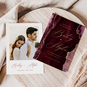 Modèle Save The Date de Bourgogne, Carte de date de mariage Bourgogne imprimable, Save The Dates, Modèle modifiable, Elegant Save The Date, Templett