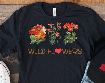 Vintage Flower T-Shirt,Vintage Botanical Print,Wildflowers Graphic Shirt,Gardening Plants shirts,flower girl dress,flower girl gift Gifts