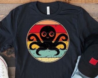 octopus kraken ocean t-shirt, cephalopod sea creatures tee t-shirt, retro vintage animals shirts gifts, love octopuses,fascinating creatures