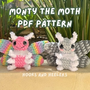 Monty the Moth | Amigurumi bug, crochet plushie, crochet moth, stuffed animal, amigurumi pattern, moth plushie pattern