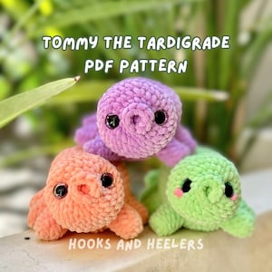 Tommy the Tardigrade PDF PATTERN | Crochet water bear, crochet tardigrade pattern, water bear plushie, low-sew tardigrade amigurumi pattern