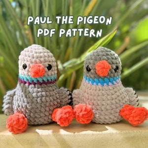 Paul the Pigeon PDF PATTERN | Amigurumi bird, crochet plushie, crochet bird, stuffed animal, amigurumi pattern, bird plushie pattern,