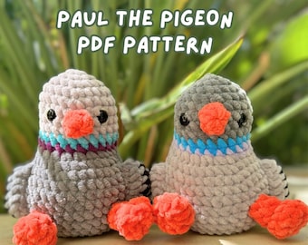 Paul the Pigeon PDF PATTERN | Amigurumi bird, crochet plushie, crochet bird, stuffed animal, amigurumi pattern, bird plushie pattern,