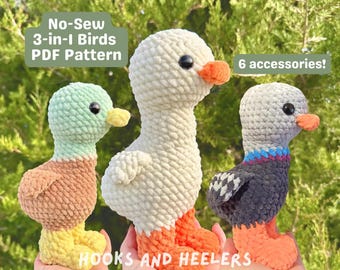 Crochet Bird Amigurumi Pattern: Goose, Pigeon, Mallard (PDF Pattern)