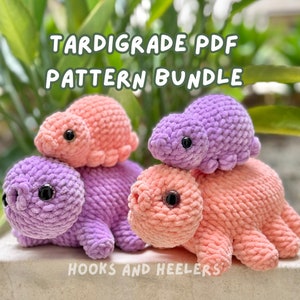 Tardigrade PDF PATTERN BUNDLE | Crochet water bear, crochet tardigrade pattern, water bear plushie, no-sew tardigrade amigurumi pattern