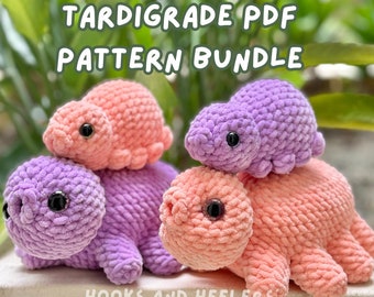 Crochet Tardigrade Pattern Bundle: No-Sew & Low-Sew Plushie (PDF Pattern)