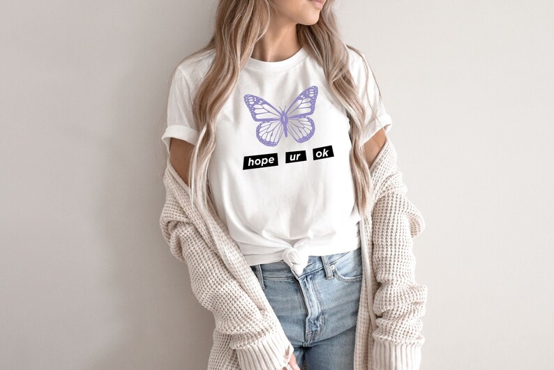 Olivia Rodrigo SOUR new album merch T-Shirt | hope ur ok lyrics tee | Unisex butterfly top | cute livie fan gift | dripped in rose etsy 