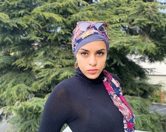 Side-Swept Bang Look Tube - Support for Scarf Scarves Under Cap Wig Hijab Tichel Snood Turban Chemo (Gray)