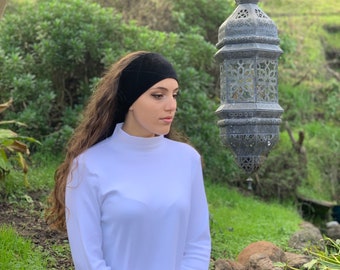 No-Slip Velvet Heaband (Black) Support for Wig Hijab Tichel Snood Chemo Turban