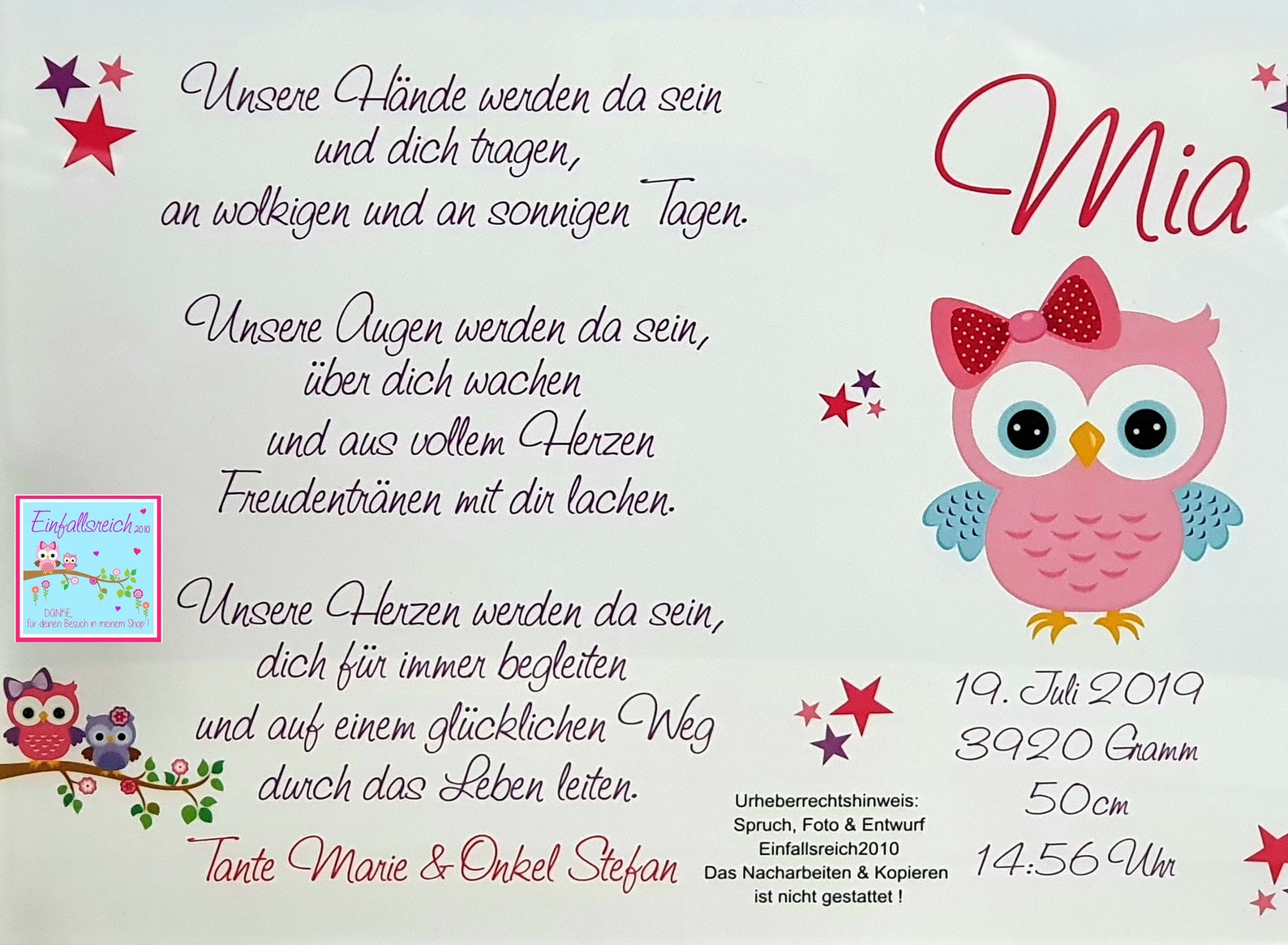 Geschenk zur Geburt Enkelkind Taufversprechen Gedicht Etsy