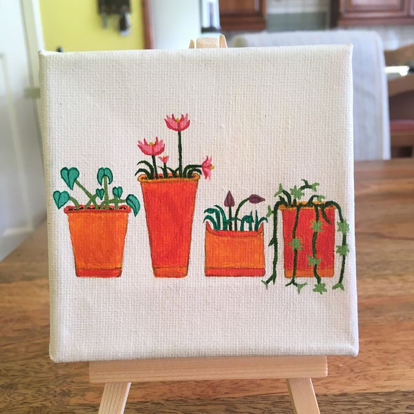Hand Painted Plant Pots Mini Canvas