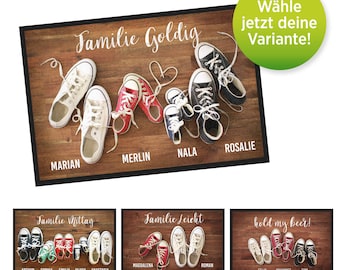 Felpudo decorativo "Zapatillas" | Elige tu variante | personalizado con nombre | Felpudo para familias, parejas, pisos compartidos, amigos | con tu texto