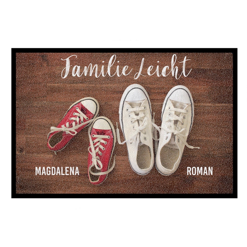 Doormat deco Sneakers Choose your variant personalized with name Doormat for families, couples, shared apartments, friends with your text 1 Erw, 1 Kind