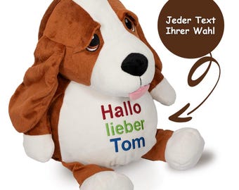 Kuscheltier - Jagdhund Dennis - Hochwertig bestickt mit personalisiertem Text