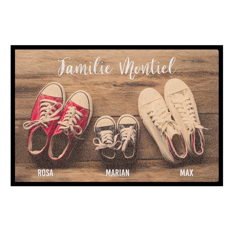 Doormat deco Sneakers Choose your variant personalized with name Doormat for families, couples, shared apartments, friends with your text 2 Erw, 1 Kind