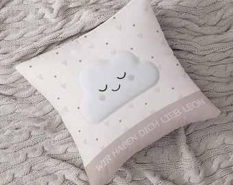 Personalisiertes Kissen „Schlummer Wolke“ – Kuschelweich in Stick-Optik
