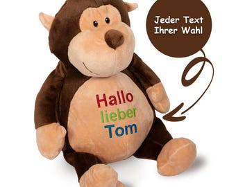 Kuscheltier - Affe Herbert - Hochwertig bestickt mit personalisiertem Text