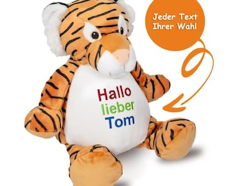 Kuscheltier - Tiger Tory - Hochwertig bestickt mit personalisiertem Text