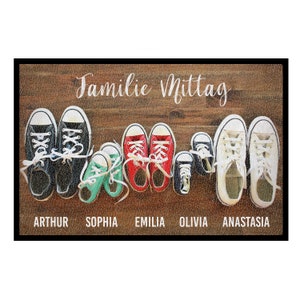 Doormat deco Sneakers Choose your variant personalized with name Doormat for families, couples, shared apartments, friends with your text 2 Erw, 3 Kinder