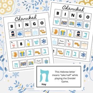 Chanukah Bingo, Hanukah Bingo, Hanukkah Bingo, Chanukah games, Hanukkah games, Hanukah games, Chanukah printables, Bingo, Printable Bingo