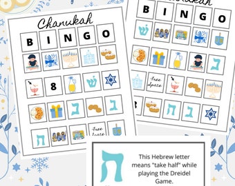 Chanukah Bingo, Hanukah Bingo, Hanukkah Bingo, Chanukah games, Hanukkah games, Hanukah games, Chanukah printables, Bingo, Printable Bingo